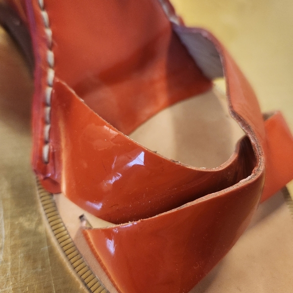 Orange Diane Von Furstenberg Wedge Sandals Size 9 - Picture 11 of 12